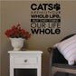 Wall decal with cat quote and paw prints: cats are not our whole life