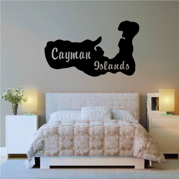 Black wall decal with island silhouette and script text