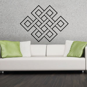 Celtic knot wall decal with interlocking diamond shapes, black on light background
