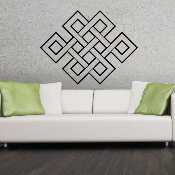 Celtic knot wall decal with interlocking diamond shapes, black on light background