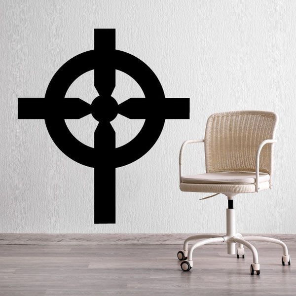 Celtic cross decal with black interlaced knot design