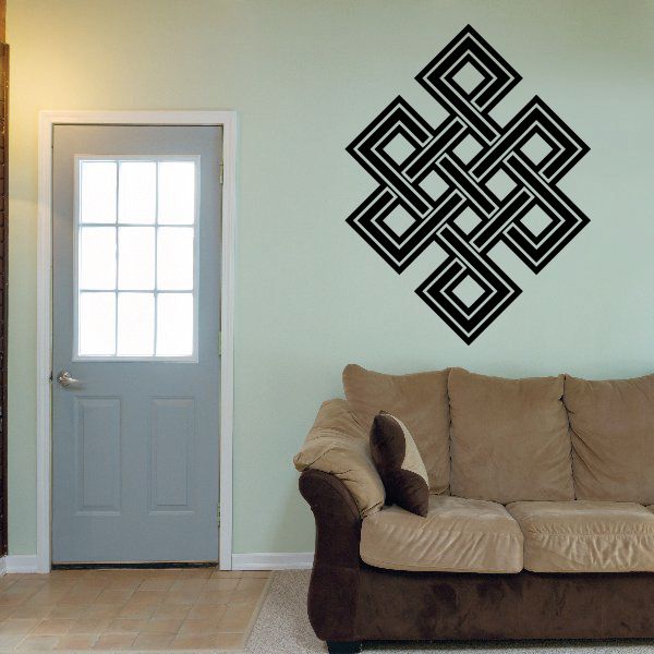 Celtic knot decal with interlocking black diamond pattern