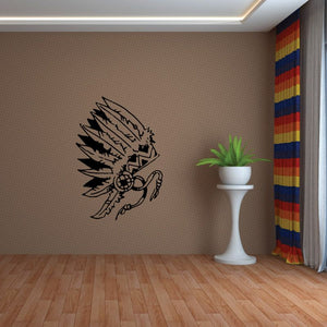 Ceremonial headdress decal, black feather headdress graphic
