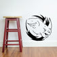 Charging black rhino head decal with curved horns and spiked mane