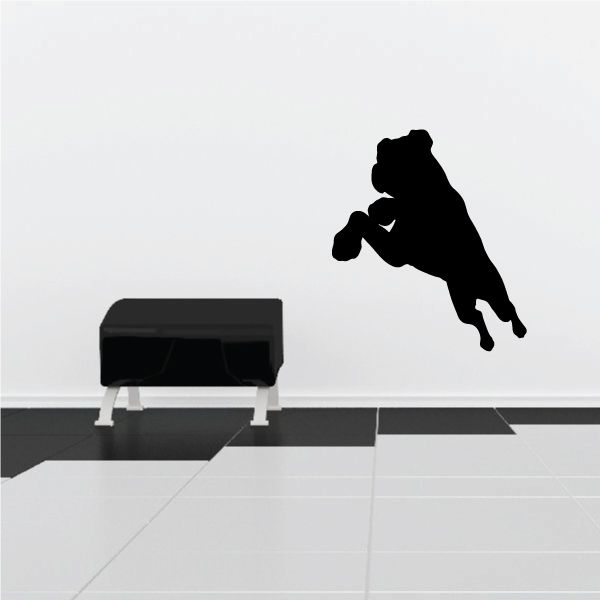 Charging rottweiler silhouette wall decal in dark black