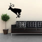 Black reindeer silhouette wall decal with antlers and legs stretched