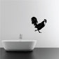 Black chasing rooster wall decal silhouette