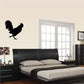 Rooster silhouette wall decal, black, chasing pose with tail up