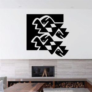 Checkerboard zigzag accent decal with white and black arrow-like shapes