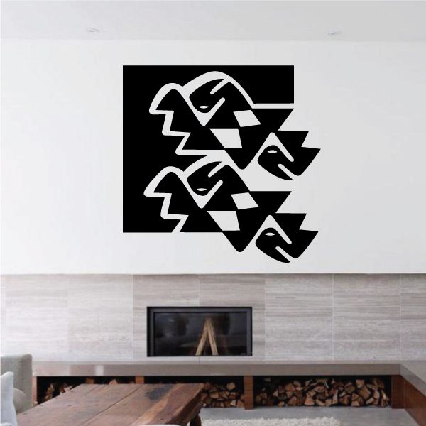 Checkerboard zigzag accent decal with white and black arrow-like shapes
