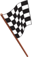 Checkered flag sticker of a black-and-white checkered flag on a wooden pole