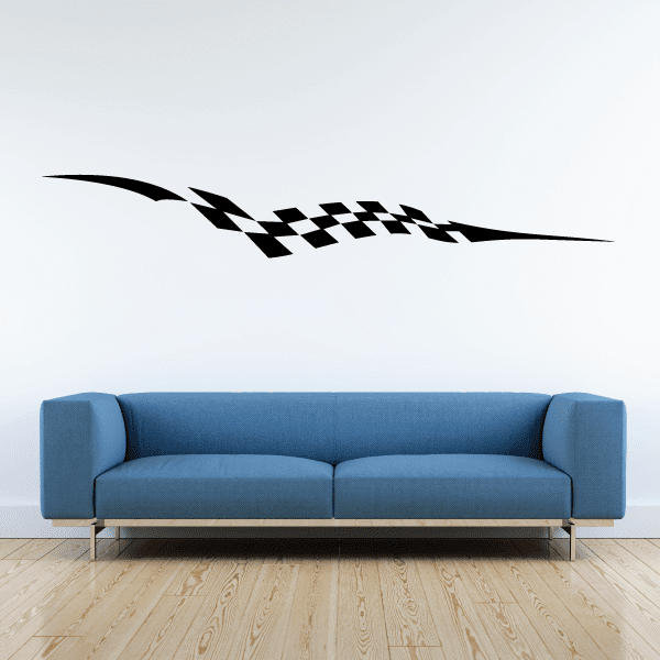 Checkered flags wall decal, black checkered racing banner design