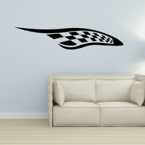 Checkered flags wall decal with black-and-white racing flag design