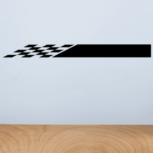 Black checkered flag and racing stripe wall decal vinyl