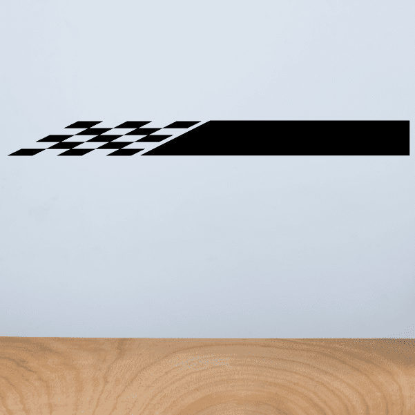 Black checkered flag and racing stripe wall decal vinyl