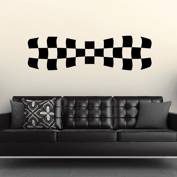 Checkered flags wall decal with black and white racing flag pattern