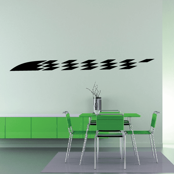 Checkered flags wall decal, black and white racing stripe pattern.