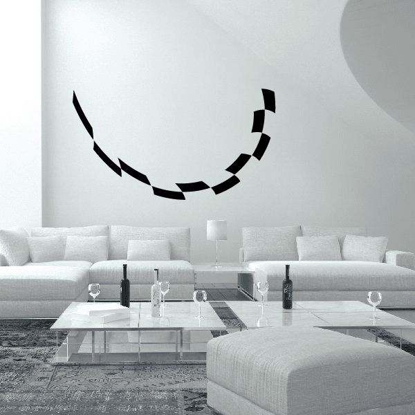 Vinyl checkered flag wall decal with black curved stripe design