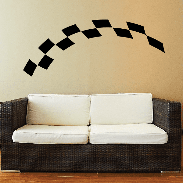 Curved black checkered flags vinyl wall decal