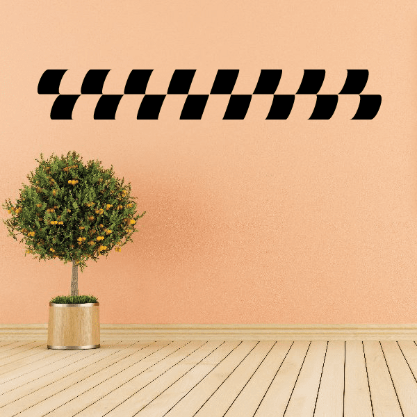 Black checkered flag wall decal strip, five flag segments, vinyl