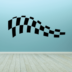 Checkered flag wall decal, black and white checkered banner stripe