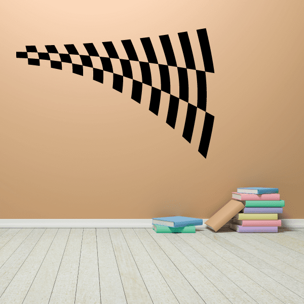 Checkered flags wall decal, black and white checkered arrow pattern