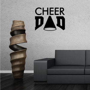 Wall decal: 'CHEER DAD' lettering with black megaphone