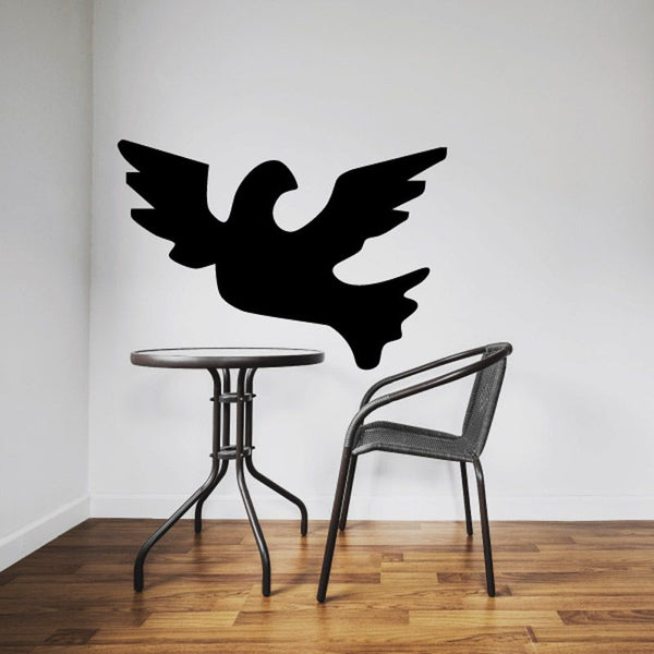 Cheerful dove decal with black winged dove silhouette
