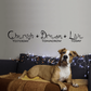 Inspirational wall decal: "Cherish Dream Live" with "Yesterday Tomorrow Today"