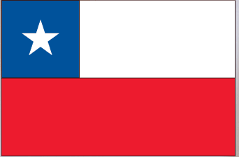 Chile flag sticker, rectangular design with white star on blue and red stripes.