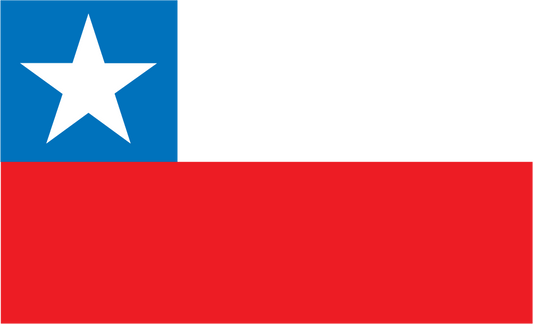 Chile flag sticker with blue canton, white star, and red and white stripes