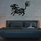 Black Chinese goat wall decal with ornate swirling details