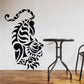 Black Chinese-style tiger wall decal climbing downward with ornamental scroll accents