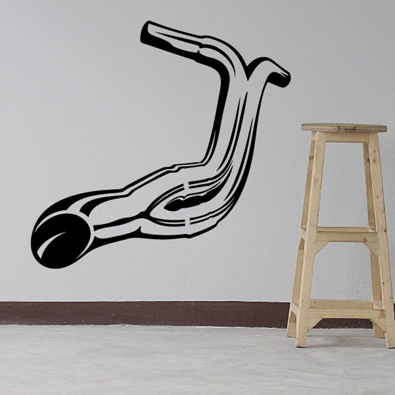 Motorcycle exhaust decal sticker with black stylized chopper pipe and flame details