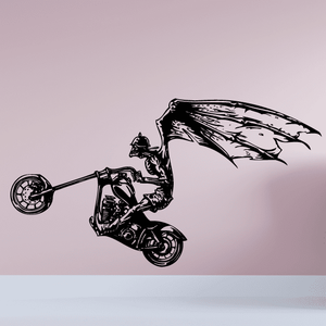 Vinyl wall decal of a black chopper motorcycle with rider
