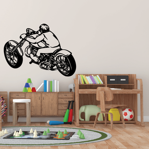Vinyl wall decal of a black chopper motorcycle