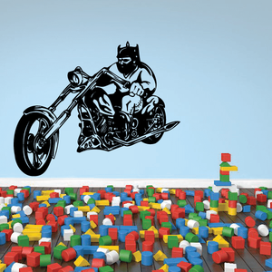 Black chopper motorcycle wall decal with rider