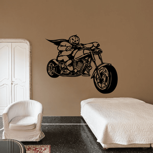 Black chopper motorcycle rider vinyl wall decal sticker