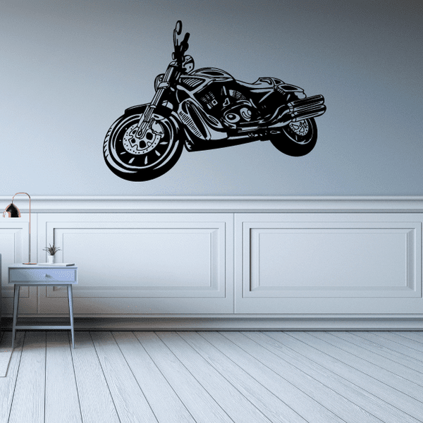 Black chopper motorcycle vinyl wall decal