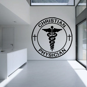 Christian Physician decal with caduceus and circular CHRISTIAN PHYSICIAN design