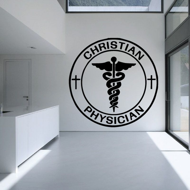 Christian Physician decal with caduceus and circular CHRISTIAN PHYSICIAN design