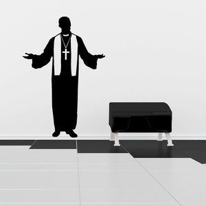 Christian priest decal with standing robe silhouette and chest cross emblem