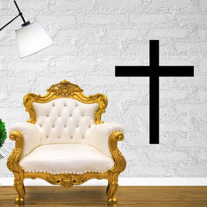 Black Latin cross wall decal with bold extended arms