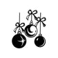 Set of three black bauble ornaments with ribbon bows and moon/star symbols
