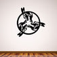 Black circular rabbit interlocking decal with multiple rabbit silhouettes