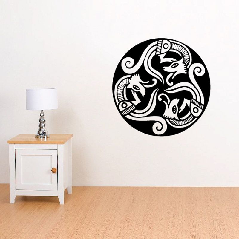 Image of Circle Interlocking Wolf Decal