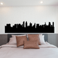 Black city skyline wall decal silhouette, horizontal strip