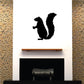 Standing squirrel wall decal in black, removable vinyl silhouette.