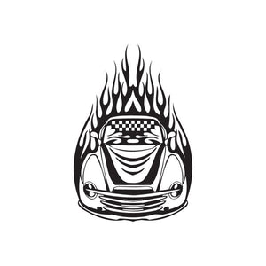 Classic truck flame decal with black flame border and checkered front truck graphic