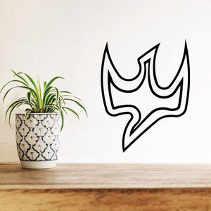 Black stylized dove decal with outline design